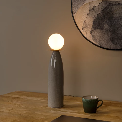 Lucide FIGARO - Tafellamp - Ø 12 cm, H 48 cm - 1xG9 - Grijs - sfeer 1